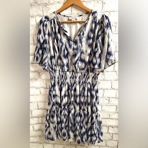 Rachel Zoe Blue and White Ikat Tiered Dress